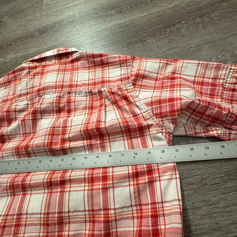 The North‎ Face Shirt Mens Small Red Plaid Pearl Snap Performance Outdoor Hike